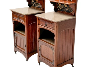 Two Arts & Crafts Nightstands by Gustave Serrurier-Bovy, 1900s